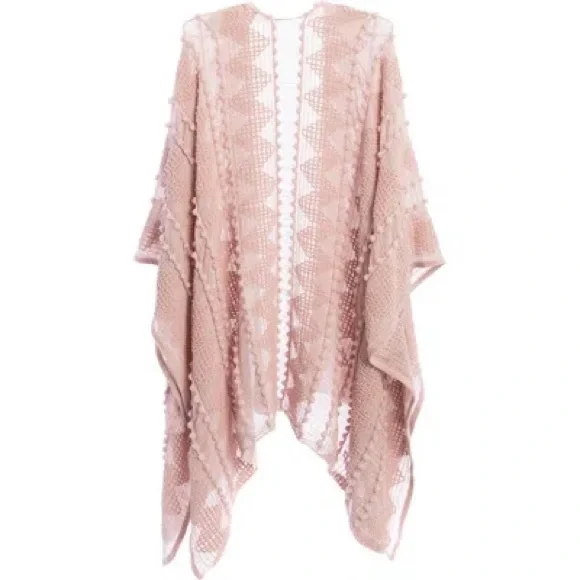 SAACHI Textured Knit Poncho Dusty Pink - Picture 5 of 5